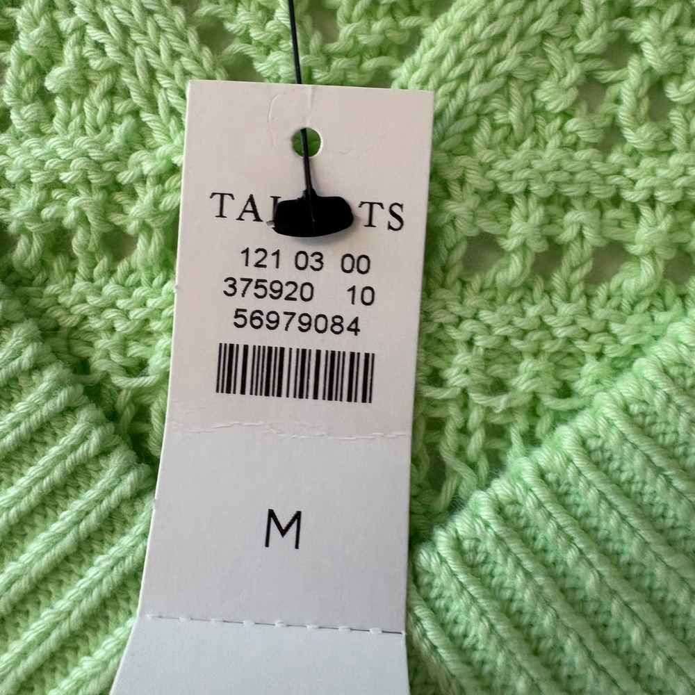 NEW Talbots Womens Medium Sweater Vest Green Pointelle Knit V-Neck 100% Cotton - Picture 5 of 8